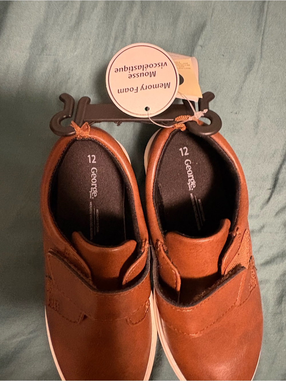 George Kids Tan/Brown Velcro Casual Dress Shoes - Size 12 - Picture 5 of 9
